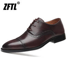 Zftl vestido masculino sapatos brogue sapatos de couro genuíno homem sapatos de negócios masculino oxford sapatos masculinos sapatos formais de renda 2024 - compre barato