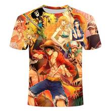 Luffy One Piece Футболка Мужская Новая мода хип-хоп Футболка Повседневная одежда 3D печать летняя футболка 2024 - купить недорого