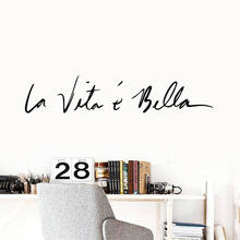 Wjty, estilo nórdico, citações, adesivo de parede de vinil, la vita e bella, espelho italiano, arte de parede, murais, decoração de quarto de casa 2024 - compre barato