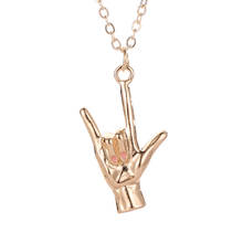 I Love You Pinky Swear Sign Language Pendant Necklace Rock Hand Gesture Punk Rock&roll Hand Chain Best Friend Necklaces Jewelry 2024 - buy cheap