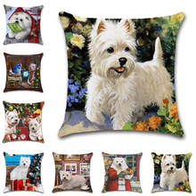 Cartoon Cat Dog Animals Print white Cushion Cover decorative Home sofa chair car seat friend bedroom Kids gift pillowcase 2024 - buy cheap