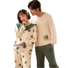 Conjunto de pijama de manga longa feminino, roupa de dormir fofa de algodão para homens e mulheres inverno 2024 - compre barato