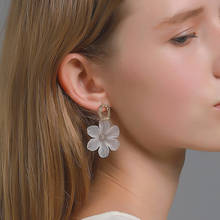 Simple Transparent Flower Stud Earrings for Women Female Elegant Large Petal Ear Studs Plant Floral Earings Jewelry Brincos Gift 2024 - buy cheap