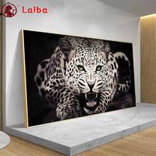 Pintura de diamante Diy completa arte moderno de animales, imagen de leopardo rugiente diamantes de imitación bordado mosaico de diamantes decoración de punto de cruz 5d 2024 - compra barato