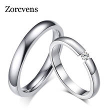 KOtik Silver Color Stainless Steel Wedding Rings for Women Men Bands CZ Stone Engagement Ring 2024 - buy cheap