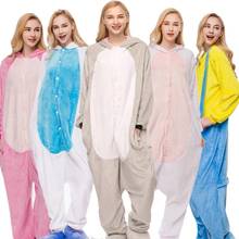 Pijamas de flanela para homens e mulheres, conjunto de pijamas de inverno com formato de animal, dinossauro, unicórnio e rosa, unissex para dormir 2024 - compre barato