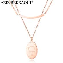 AZIZ BEKKAOUI Round Letter Pendant Simple Double Layer Clavicle Chain Necklace Stainless Steel Necklace For Women Best Jewelry 2024 - buy cheap