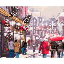 GATYZTORY Frame Christmas Street Diy Painting By Numbers Calligraphy Painting Acrylic Paint By Numbers Modern Wall Art Picture 2024 - buy cheap