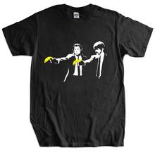 Новая футболка, черные топы для мужчин, футболка в стиле Бэнкси из 100% хлопка, хлопковая Футболка с рисунком граффити Бэнкси для мальчиков 2024 - купить недорого