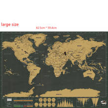 Скретч Карта мира путешествия плакат медная фольга стикер стены персонализированные журнал 82,5*59,4 см Большой размер без цилиндра 2024 - купить недорого