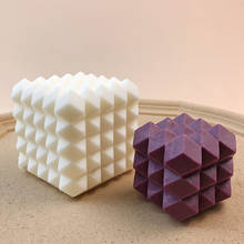 Molde de silicona con forma de cubo, diseño de rombos geométricos cuadrados, fabricación de velas perfumadas, decoración estética del hogar 2024 - compra barato