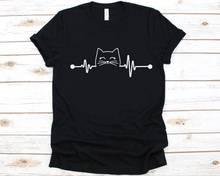 Camiseta de algodón con estampado de gato y latido del corazón para mujer, camiseta de manga corta con estampado de "Love" para mujer y Chica, Top a la moda de talla grande con cuello redondo 2024 - compra barato