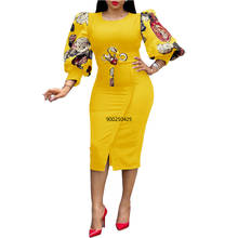Африканские платья для женщин, весна-осень, африканская одежда, платье с длинным рукавом, пикантное, о-образный вырез, прозрачное облегающее платье, Офисная Женская Вечерние 2024 - купить недорого