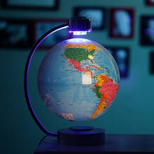 Mapa do mundo flutuante de levitação magnética, 8 segundos, azul eletrônico, mapa do mundo com luzes de led para noivado, presente de natal, decoração de casa 2024 - compre barato