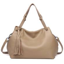 Tassel Genuine Leather Women Shoulder Bags Simple Casual Lady Handbag Brand Designer Natural Leather Female Crossbody Bags Totes 2024 - buy cheap