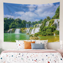 Cachoeira tapeçaria montanhas e florestas paisagem tapeçaria decoração de parede tapeçaria casa decoração para sala estar quarto dormitório decoração 2024 - compre barato