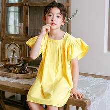 Meninas verão otton roupas 2020 coreano estilo sólido crianças e meninas adolescentes bonito vestido de princesa do bebê meninas solto vestido casual, #8710 2024 - compre barato
