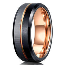 Модное мужское серебряное черное кольцо из нержавеющей стали 8 мм, кольцо из розового золота, кольцо со скошенными краями, мужское обручальное кольцо, оптовая продажа 2024 - купить недорого