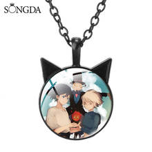 Japan Anime Howl's Moving Castle Necklace Cat Ear Art Photo Glass Black Cabochon Long Chain Pendant Choker For Fans Jewelry Gift 2024 - buy cheap