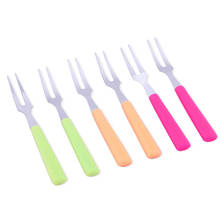 6pcs/box Stainless Steel Two-tine Fork Fruit Fork Set Tableware Multiple Use Snack Cake Dessert Forks Cafeteria Home Flatware 2024 - buy cheap