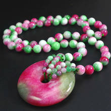 Natural Color Chinese Jade Doughnut Pendant Beads Necklace Fashion Charm Jadeite Jewelry Carved Amulet Gifts for Women Men 2024 - buy cheap