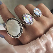 Новые женские циркониевые кольца из 3 частей, женские кольца с цветными камнями, ретро ювелирные изделия для женщин, винтажные модные овальные кольца, вечерние кольца 2024 - купить недорого