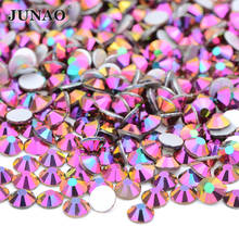 JUNAO ss6 ss10 ss16 ss20 ss30 Rainbow Rose Gold Glass Flatback Rhinestone Round Nail Crystal Stones Strass Diamond for Crafts 2024 - buy cheap