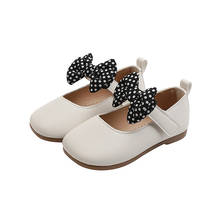 Girls Leather Shoes Autumn Cute Dot Bow Baby Girl Shoes Solid Color Flat Heel Kids Dress Shoes Size 21-30 SHS119 2024 - buy cheap