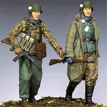 2pcs Resin Figure 1/35 Scale Model Kit WWII Soldiers Assembly Models Kit Resin Colorless Self-Assembled Toy NO.03 2024 - buy cheap