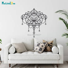 Flor de lótus mandala decalque indiano ornamento espiritual moderno casa decoração mehendi murais removível vinil adesivo parede bd620 2024 - compre barato