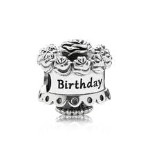 Authentic 925 Sterling Silver Bead Happy Birthday Charm Fit Fashion Women Pandora Bracelet Bangle Gift DIY Jewelry 2024 - buy cheap