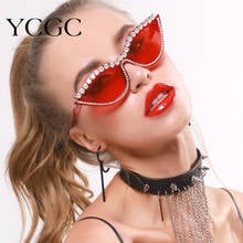 Sexy Cat Eye Sunglasses Women Rimless Vintage Rhinestone Sun Glasses Female Lady Candy Color 2020 Eyewear Triangle Shades UV400 2024 - buy cheap