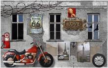 Papel de parede com foto personalizada 3d, papel de parede retrô nostálgico para motocicleta, barra de cimento para parede da sala de estar, decoração de casa para paredes 3 d 2024 - compre barato