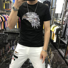 Camiseta holgada de manga corta para hombre, Camiseta con estampado de Animal de diamantes de imitación, diseño Popular juvenil de lujo, de verano 2024 - compra barato
