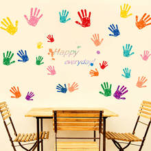 DIY Colorful Handprints Wall Decals Nursery Baby Kids Room Decoration Removable Waterproof PVC Poster Stickers Bedroom Wallpaper 2024 - buy cheap