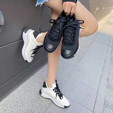 Women White Sneakers Fashion Flat-bottomed Slope Heel Sports Women's Shoes Spring Autumn New Leather Lace-up Casual Shoes Women 2024 - buy cheap