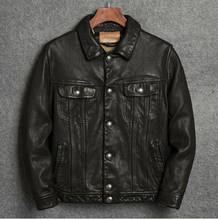 Free shipping.New arrival.US casual Genuine Leather jacket.tanned sheepskin clothes.men leather coat.vintage leather clothing. 2024 - buy cheap