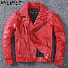 AYUNSUE Genuine Sheepskin Leather Jacket Men Clothing Autumn Coat Motorcycle Jackets Red Man Clothes Outwear Ropa Hombre LXR777 2024 - buy cheap