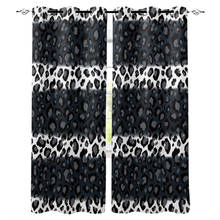 Leopard Print Black White Striped  Print Window Treatments Curtains Valance Window Curtains Dark Bathroom Kitchen Bedroom Indoor 2024 - купить недорого