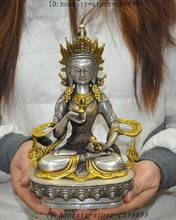 Estátua de buda dourada e banhada a prata de bronze vajrasatva do tibete de 21cm 2024 - compre barato