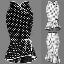 Polka Dot Elegant office lady skirt women trumpet mermaid vintage skirts bodycon high waist skinny ruffles female Midi Skirts 2024 - buy cheap