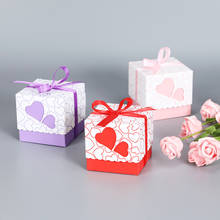 Caja de regalo para pastel con cintas, caja de regalo para el Día de San Valentín, cajas de dulces con corazón de amor, bolsa de Chocolate, recuerdo de boda, fiesta, 10 piezas 2024 - compra barato