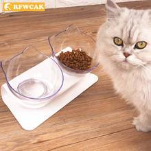Нескользящие миски для кошек двойные миски для домашних животных с поднятой подставкой миски для еды и воды для кошек кормушки для собак товары для домашних животных кошек миска 2024 - купить недорого