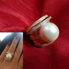 Missvikki-anillo con perla grande para mujer, joyería de lujo, apilable, circón cúbico de boda, compromiso, Dubai, Punk, novia 2024 - compra barato