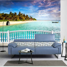 Papel tapiz decorativo 3d para pared, Mural con vista al mar de hermosa isla, estéreo, para sala de estar y TV 2024 - compra barato