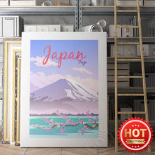 Póster de arte japonés Fuji Mountain Sakura, impresiones de acuarela del mundo de ciudad, decoración de pared para el hogar de estilo nórdico menor y fresco 2024 - compra barato