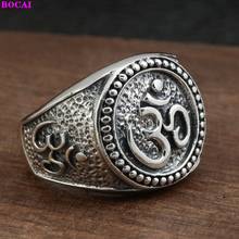 BOCAI S925 Sterling Silver Ring 2021 Popular Fashion Hand Ornaments Buddhism Six Syllable Mantra Pure Argentum Amulet for Men 2024 - buy cheap