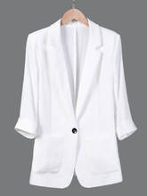 Blazer feminino plus size, tamanho 7xg, 6xl, 5xl, mulheres, com bolsos, botão único, entalhado, roupa de negócios, para escritório 2024 - compre barato