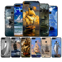 sailing ship black Silicone Phone Case For Huawei honor 30 20 Pro 8 8X 9 10 20 Lite Mate 10 20 30 Lite Pro cover 2024 - buy cheap