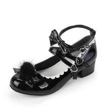 Sweet Lolita Princess Girl Mid-heel Mary Jane Party Dress Shoes with Fur Bow 2024 - buy cheap